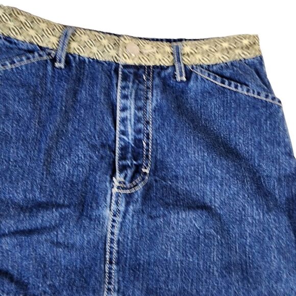 Jordache Vintage y2k/ 90s Denim Floral Mini Skirt - Picture 2 of 9